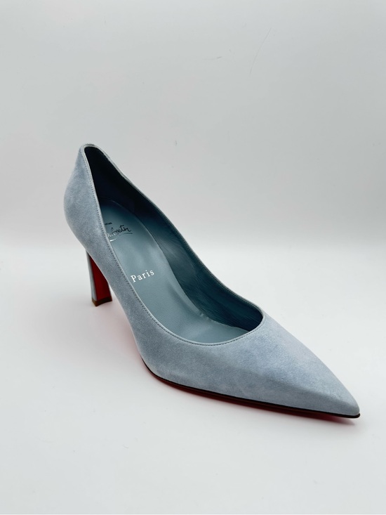 Christian Louboutin Shoes - Christian Louboutin Condora 85 Pumps Grey Blue Suede Red Bottom EU 38.5